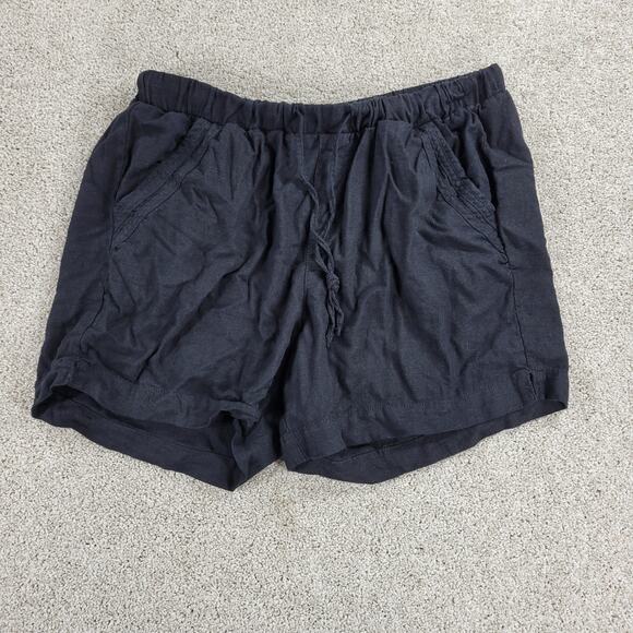 Briggs Womens Shorts Large Black Linen Blend Drawstring Elastic Waist Pull On - Picture 2 of 12